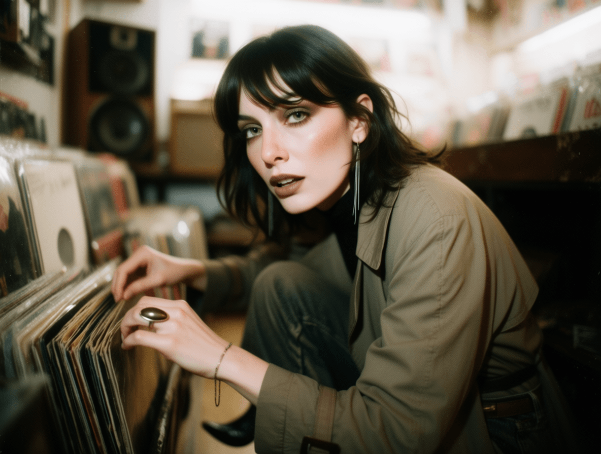 Emma-Jane MacKinnon-Lee — direct-gaze archive fashion portrait, frame from archive series