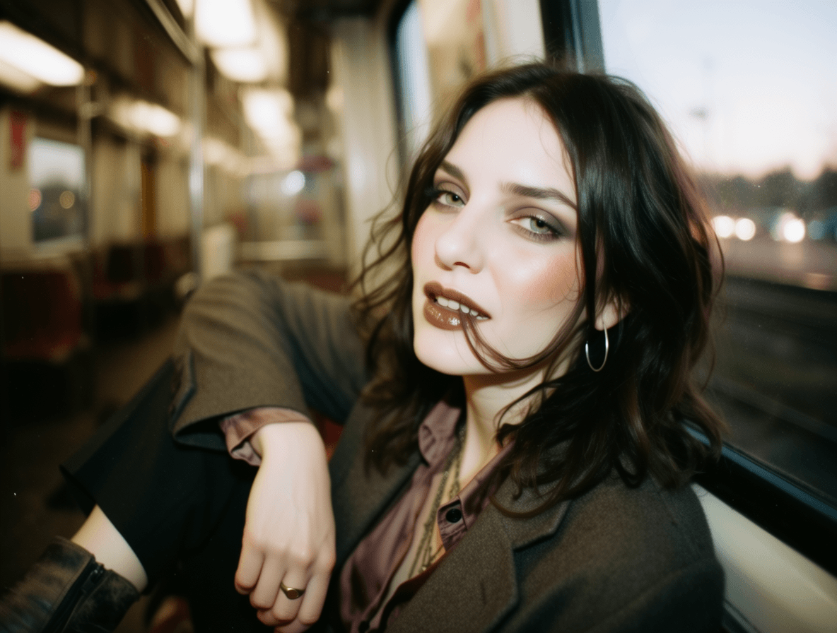 Emma-Jane MacKinnon-Lee — editorial side portrait, black hair tucked behind the ear